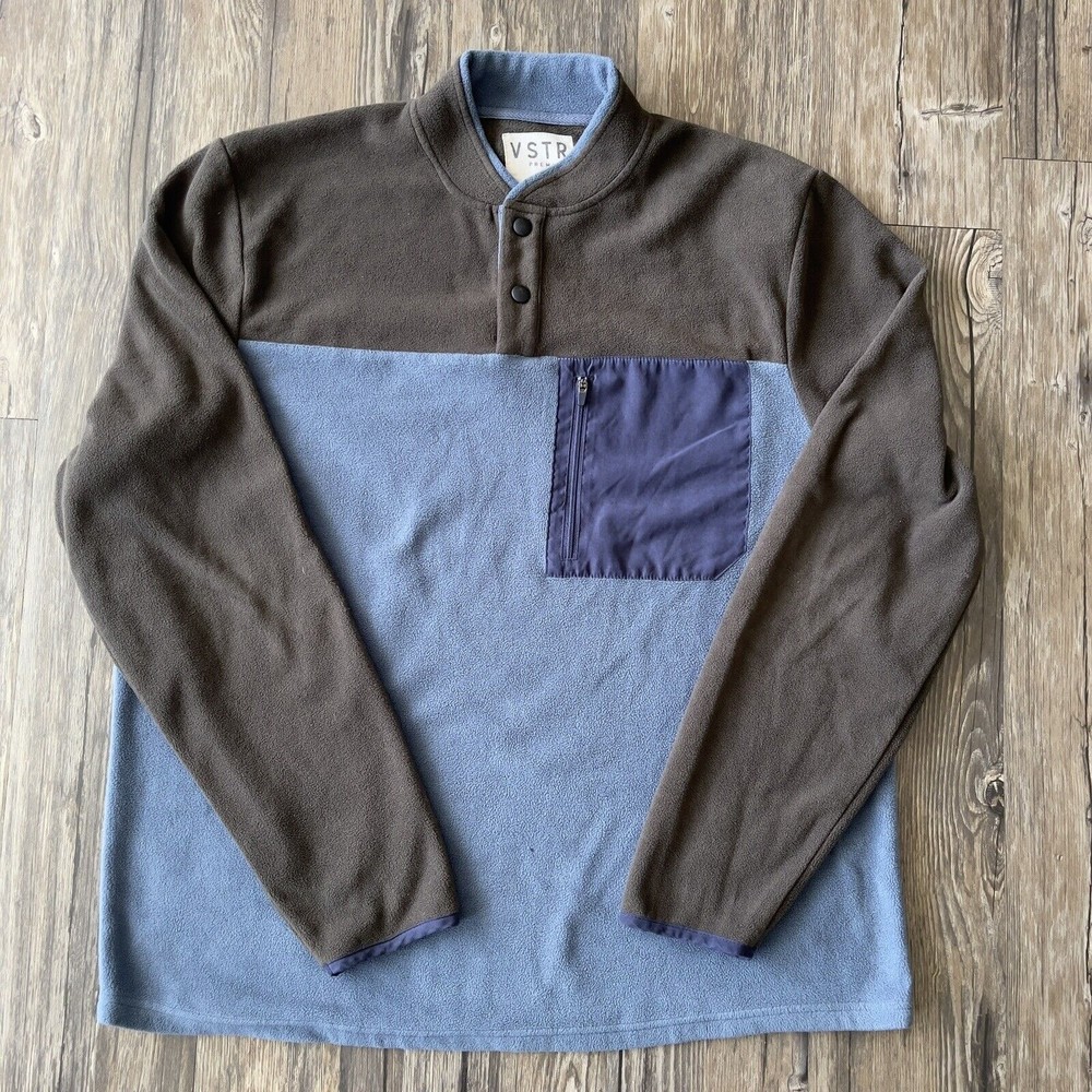 VSTR Premium Color Block Blue & Gray  Polar Fleece Jacket Men Size Large EUC